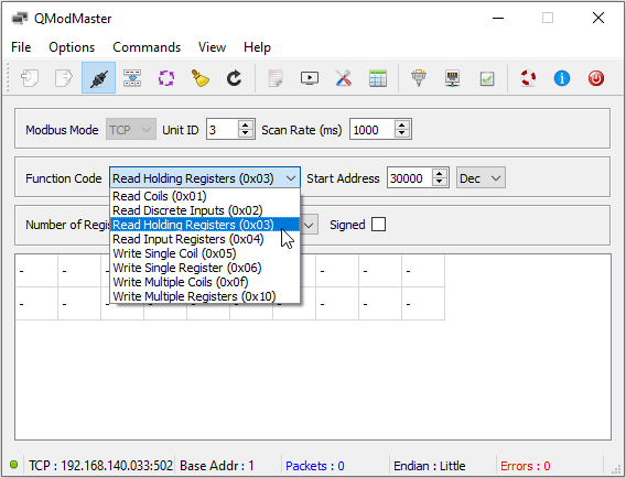 Troubleshooting Modbus by testing with QModMaster