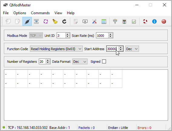 Troubleshooting Modbus by testing with QModMaster